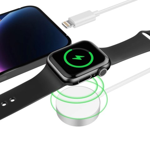 Ładowarka Tech-Protect UltraBoost 2w1 magnetyczna z kablami USB-C / Lightning do Apple Watch 1.5m - biała Ładowarka Tech-Protect UltraBoost 2w1 magnetyczna z kablami USB-C / Lightning do Apple Watch 1.5m - biała