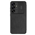 Etui Nillkin Qin Pro na Samsung Galaxy S25 z klapką i osłoną aparatu - czarne