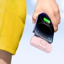Mini powerbank Wozinsky WF16-YCS 5000mAh 15W USB-C z wbudowanym kablem USB-C i ładowarką do Apple Watch - różowy