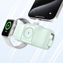 Mini powerbank Wozinsky WF16-YCS 5000mAh 15W USB-C z wbudowanym kablem USB-C i ładowarką do Apple Watch - zielony