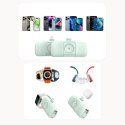 Mini powerbank Wozinsky WF16-YCS 5000mAh 15W USB-C z wbudowanym kablem USB-C i ładowarką do Apple Watch - zielony