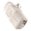 Mini powerbank Wozinsky WF16-YLS 5000mAh 15W Lightning z wbudowanym kablem USB-C i ładowarką do Apple Watch - beżowy