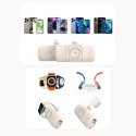 Mini powerbank Wozinsky WF16-YLS 5000mAh 15W Lightning z wbudowanym kablem USB-C i ładowarką do Apple Watch - beżowy