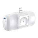 Mini powerbank Wozinsky WF16-YLS 5000mAh 15W Lightning z wbudowanym kablem USB-C i ładowarką do Apple Watch - biały