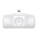 Mini powerbank Wozinsky WF16-YLS 5000mAh 15W Lightning z wbudowanym kablem USB-C i ładowarką do Apple Watch - biały