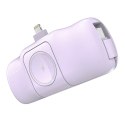 Mini powerbank Wozinsky WF16-YLS 5000mAh 15W Lightning z wbudowanym kablem USB-C i ładowarką do Apple Watch - fioletowy