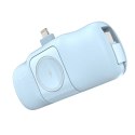 Mini powerbank Wozinsky WF16-YLS 5000mAh 15W Lightning z wbudowanym kablem USB-C i ładowarką do Apple Watch - niebieski