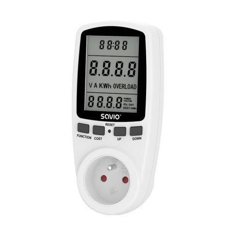 Watomierz, kalkulator energii z wyświetlaczem LCD, 16A, 3680W, AE-01 Watomierz, kalkulator energii z wyświetlaczem LCD, 16A, 3680W, AE-01