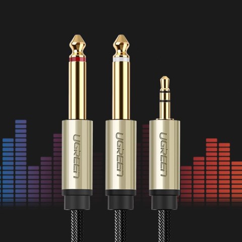 Ugreen kabel przewód audio mini jack 3,5 mm - 2 x jack 6,35mm 2m szary (AV126) Ugreen kabel przewód audio mini jack 3,5 mm - 2 x jack 6,35mm 2m szary (AV126)