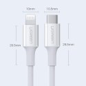 Kabel Ugreen US171 Lightning - USB-C MFi PD 20W 3A 480Mb/s 0,5m - biały