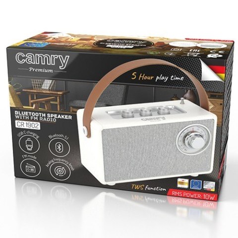 Głośnik Bluetooth CR1902 FM USB-C biały Głośnik Bluetooth CR1902 FM USB-C biały