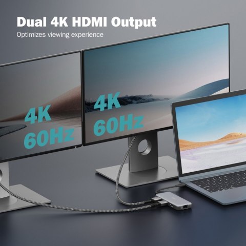 Stacja dokująca USB Typ C 8-portów 2x HDMI 4K/60Hz PD 3.0 Stacja dokująca USB Typ C 8-portów 2x HDMI 4K/60Hz PD 3.0