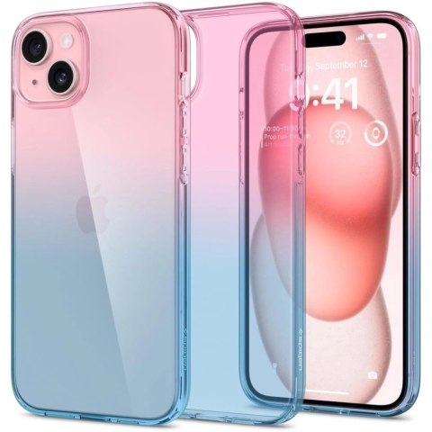 Etui Spigen Liquid Crystal na iPhone 15 - różowo-niebieskie Etui Spigen Liquid Crystal na iPhone 15 - różowo-niebieskie