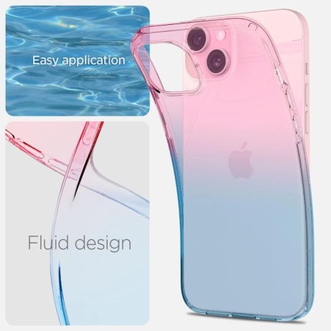 Etui Spigen Liquid Crystal na iPhone 15 - różowo-niebieskie Etui Spigen Liquid Crystal na iPhone 15 - różowo-niebieskie