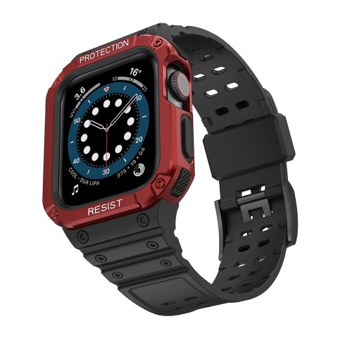Protect Strap Band opaska z etui do Apple Watch 7 / 6 / 5 / 4 / 3 / 2 / SE (45 / 44 / 42mm) obudowa pancerny pokrowiec na zegare Protect Strap Band opaska z etui do Apple Watch 7 / 6 / 5 / 4 / 3 / 2 / SE (45 / 44 / 42mm) obudowa pancerny pokrowiec na zegare