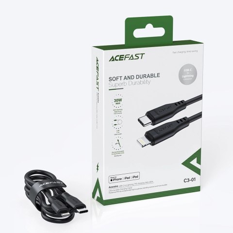 Kabel Acefast C3-01 Lightning - USB-C PD 30W 3A 480Mb/s 1,2m - biały Kabel Acefast C3-01 Lightning - USB-C PD 30W 3A 480Mb/s 1,2m - biały