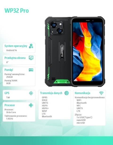 Smartfon WP32 Pro 6" 6/256GB 6300 mAh DualSIM Zielony Smartfon WP32 Pro 6" 6/256GB 6300 mAh DualSIM Zielony