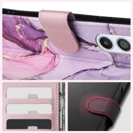 Etui Tech-Protect Wallet na Samsung Galaxy A55 5G - różowy marmur