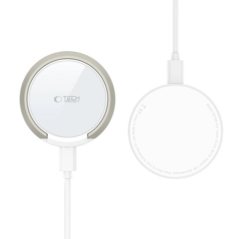 Ładowarka Tech-Protect QI15W-A33 indukcyjna z MagSafe i podstawką z kablem USB-A / USB-C - biała Ładowarka Tech-Protect QI15W-A33 indukcyjna z MagSafe i podstawką z kablem USB-A / USB-C - biała