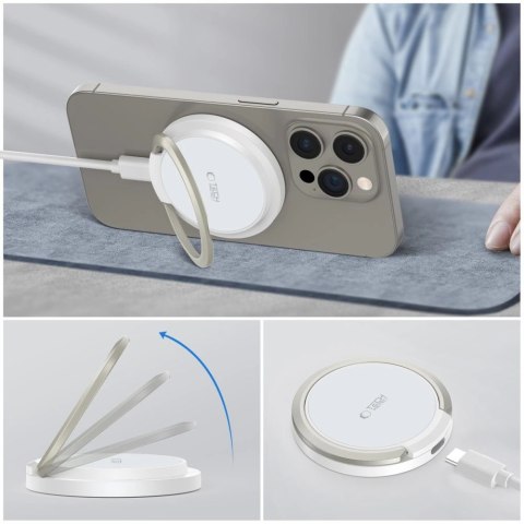 Ładowarka Tech-Protect QI15W-A33 indukcyjna z MagSafe i podstawką z kablem USB-A / USB-C - biała Ładowarka Tech-Protect QI15W-A33 indukcyjna z MagSafe i podstawką z kablem USB-A / USB-C - biała