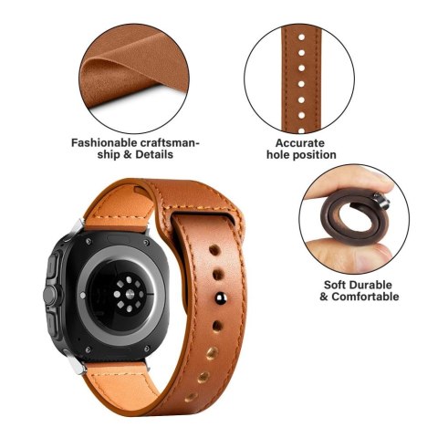 Pasek Tech-Protect LeatherFit do Samsung Galaxy Watch Ultra (47 mm) - brązowy Pasek Tech-Protect LeatherFit do Samsung Galaxy Watch Ultra (47 mm) - brązowy