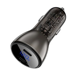 Ładowarka samochodowa Acefast B10 60W (2x USB-C) z wyświetlaczem i metalową obudową - czarna