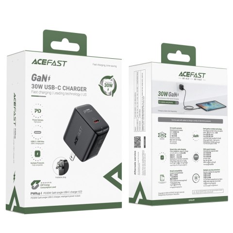 Ładowarka sieciowa Acefast A23 30W GaN USB-C US - czarna Ładowarka sieciowa Acefast A23 30W GaN USB-C US - czarna