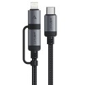 Kabel Acefast C20-01 USB-C - USB-C/Lightning 60W/30W 480Mb/s 3A 1.2m - czarny