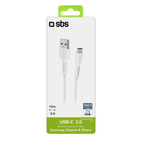 Kabel SBS TECABLEMICROC15W USB-A - USB-C 1,5m - biały Kabel SBS TECABLEMICROC15W USB-A - USB-C 1,5m - biały