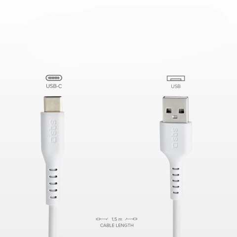 Kabel SBS TECABLEMICROC15W USB-A - USB-C 1,5m - biały Kabel SBS TECABLEMICROC15W USB-A - USB-C 1,5m - biały