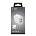 Ładowarka sieciowa SBS TETRPD20W 20W USB-A USB-C z Power Delivery - biała