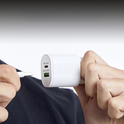 Ładowarka sieciowa SBS TETRPD20W 20W USB-A USB-C z Power Delivery - biała Ładowarka sieciowa SBS TETRPD20W 20W USB-A USB-C z Power Delivery - biała
