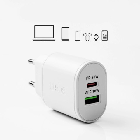Ładowarka sieciowa SBS TETRPD20W 20W USB-A USB-C z Power Delivery - biała Ładowarka sieciowa SBS TETRPD20W 20W USB-A USB-C z Power Delivery - biała