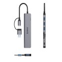 Hub USB-A/USB-C Orico YSA8-U3 stacja dokująca 3x USB-A 2.0 + 1x USB-A 3.0 + 1x USB-C 2.0 + 1x 3,5mm audio + 2x TF&SD - szary