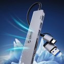 Hub USB-A/USB-C Orico YSB4-U2 stacja dokująca 2x USB-A 2.0 + 1x USB-A 3.0 + 1x USB-C 2.0 + 1x USB-C - szary
