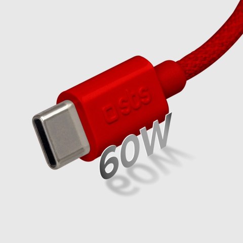 Kabel SBS TECABLETISSUETCCR USB-C - USB-C 1,5m 60 W w oplocie - czerwony Kabel SBS TECABLETISSUETCCR USB-C - USB-C 1,5m 60 W w oplocie - czerwony