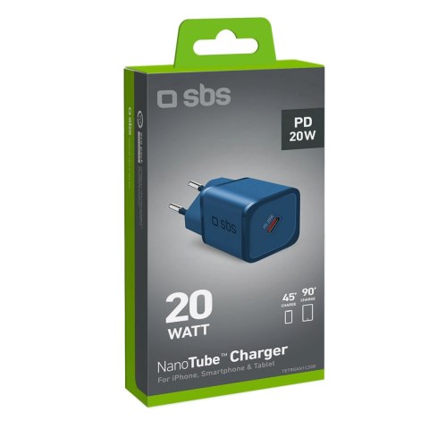 Ładowarka sieciowa SBS TETRGAN1C20B 20W GaN z Power Delivery - niebieska Ładowarka sieciowa SBS TETRGAN1C20B 20W GaN z Power Delivery - niebieska