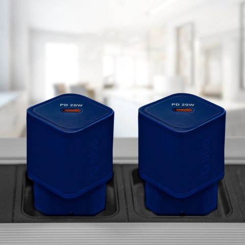 Ładowarka sieciowa SBS TETRGAN1C20B 20W GaN z Power Delivery - niebieska Ładowarka sieciowa SBS TETRGAN1C20B 20W GaN z Power Delivery - niebieska