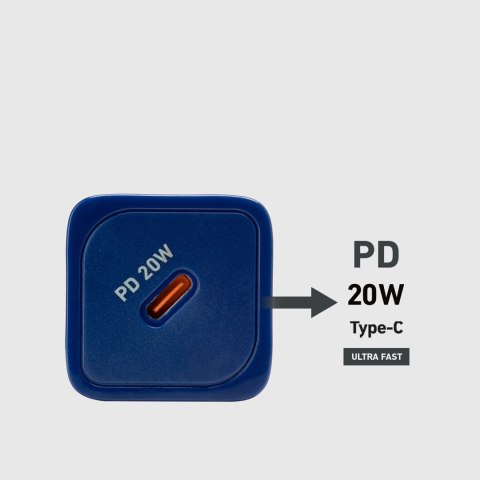 Ładowarka sieciowa SBS TETRGAN1C20B 20W GaN z Power Delivery - niebieska Ładowarka sieciowa SBS TETRGAN1C20B 20W GaN z Power Delivery - niebieska