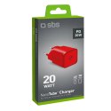 Ładowarka sieciowa SBS TETRGAN1C20R 20W GaN z Power Delivery - czerwona