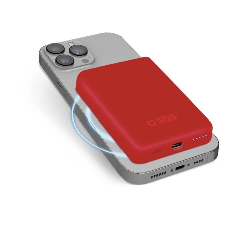 Powerbank SBS TEBB5000MAG1CR 5000 mAh kompatybilny z MagSafe - czerwony Powerbank SBS TEBB5000MAG1CR 5000 mAh kompatybilny z MagSafe - czerwony