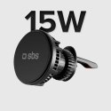 Uchwyt na smartfona z ładowarką indukcyjną SBS TESUPFANWIR15W 15W na kratkę nawiewu, z chłodzeniem - czarna