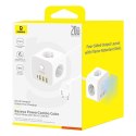 Kostka listwa zasilająca Baseus PowerCombo 7 w 1, 3 AC + 3 x USB-A + 1 x USB-C 20W 1,5 m - biała
