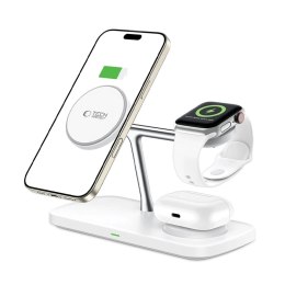 Ładowarka bezprzewodowa Tech-Protect QI15W-A45 3w1 z MagSafe do urządzeń Apple - biała