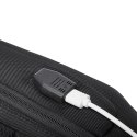 Plecak miejski Wozinsky Premium na jedno ramię, antykradzieżowy z organizerem i USB - czarny
