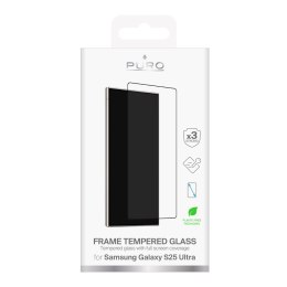 Szkło hartowane Puro Frame Tempered Glass z czarną ramką do Samsung Galaxy S25 Ultra