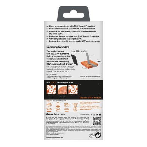 Szkło hartowane SBS Tempered Glass D3O z ramką do Samsung Galaxy S25 Ultra Szkło hartowane SBS Tempered Glass D3O z ramką do Samsung Galaxy S25 Ultra