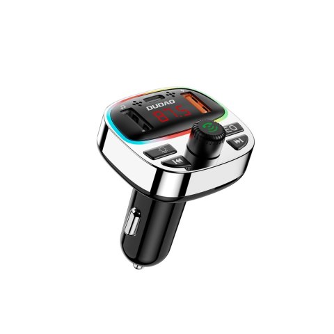 Transmiter Dudao R2PRO+ z portami ładowania PD25W Bluetooth 5.3 RGB - czarno-srebrny Transmiter Dudao R2PRO+ z portami ładowania PD25W Bluetooth 5.3 RGB - czarno-srebrny