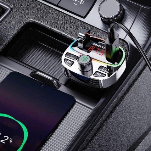 Transmiter Dudao R2PRO+ z portami ładowania PD25W Bluetooth 5.3 RGB - czarno-srebrny Transmiter Dudao R2PRO+ z portami ładowania PD25W Bluetooth 5.3 RGB - czarno-srebrny