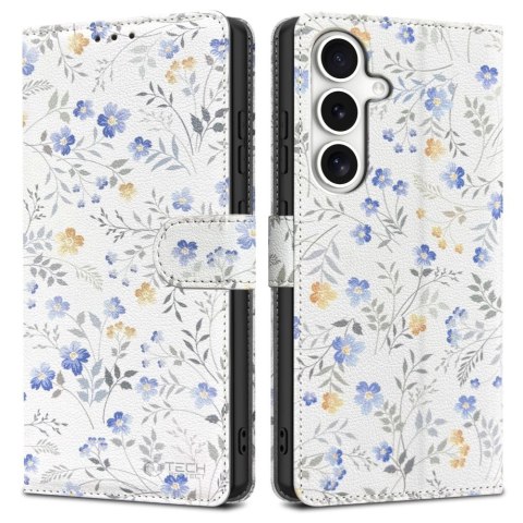 Etui Tech-Protect Wallet na Samsung Galaxy S25 - stokrotki z liśćmi Etui Tech-Protect Wallet na Samsung Galaxy S25 - stokrotki z liśćmi